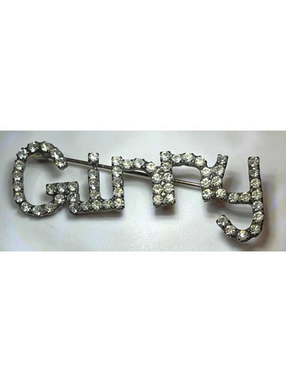 Vintage 50s "Ginny" Name Rhinestone Brooch Pin